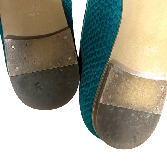 Teal Chatelles Leather Snakeskin Flats Slippers Loafer Tassels — 38 US 7 - Picture 10 of 11
